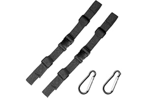 SLEEKEE Lot de 2 sangles antidérapantes à boucles et 2 boucles mousquetons, sangles à boucle antidérapantes pour sacs à dos, boucles réglables pour cartable, bandoulière fixe (noir)