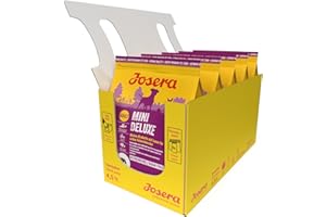 JOSERA MiniDeluxe (5 x 900 g) | Adult Mini | Premium Trockenfutter für ausgewachsene Hunde Kleiner Rassen | Lamm & Süßkartoffel | Kleine Kroketten | extraverträglich | weizenfrei | Hundefutter