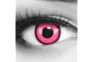 MERALENS Funnylens 1 paio di lenti a contatto colorate per Cosplay, travestimenti Manga, Crazy Fun, di colore rosa, con apposito porta-lenti incluso Perfette per Halloween