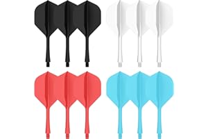 CyeeLife Lot de 6 ailettes et tiges de fléchettes intégrées, ailettes et tiges de fléchettes - Filetage 2BA | Design Monobloc pour Une durabilité et Une précision améliorées