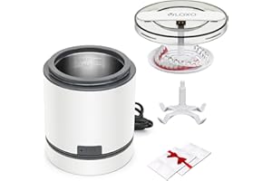 VLOXO Limpiador Ultrasonidos 220ml 30W Limpiador Ultrasonidos Dental Ultrasonidos Limpieza con Soporte y Colador Elevable para Dentaduras Postizas, Retenedor, Alineador, Cepillos de Dientes, Joyas