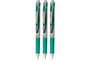 Pentel EnerGel XM BL77 - Retractable Liquid Gel Ink Pen - 0.7mm - 54% Recycled - Green - Pack of 3