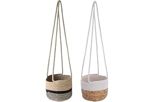 perfeciti Juego De 2 Macetas Colgantes, Macetas Colgante De Macramé, Macetero De Techo Cesta Colgantes para Plantas con Cuerda para Suculentas, Cactus, Hierbas, Plantas Pequeñas