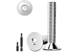 STELLARILL 40 Stk senkkopfschrauben edelstahl M6x25mm Innensechskant M6 edelstahlschrauben Senkkopf Schrauben Steckdose Gewindeschrauben Senkschraube mit 2 Stk Sechskant Schrauberkopf DIN 7991/ISO 10642(Silber)