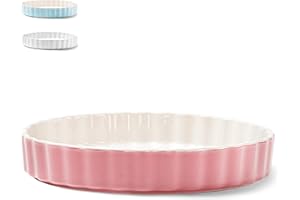KIVY® Moule à Tarte [28 cm] - Moule à Pâtisserie en Céramique Antiadhésif - Plat à Tarte - Moule à Tarte en Céramique Rose - Moule Tarte - Moule à Quiche - Moule de Cuisson Rond - Plat Four à Gratin