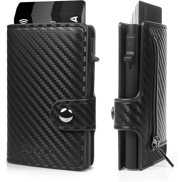 Portafoglio Slim RACEL Con Protezione RFID - Mini Portafoglio In Alluminio E Similarpelle Nero