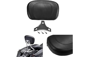 NATGIC - Dossier de Moto arrière Noir à Clous de siège Passager - Coussin Amovible pour Harley Yamaha Honda Suzuki Kawasaki/Custom Bikes/Choppers/Touring/Cruiser
