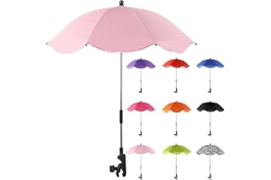 TARTAGLIA Ombrelle Poussette Universelle Anti UV 50+ - Parasol Anti Uv pour Landau, Parapluie Poussette avec Pince Réglable et Bras Réglable pour Extérieur Plage Jardin, iamètre 66 cm