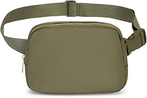 Uwiyo Sac Banane Femme Fanny Pack Homme Nylon Sac de Poitrine pour Femme avec Sangle Réglable pour Les Voyages en Plein Air, Le Sport, La Course à Pied, La Randonnée (Vert Kaki)