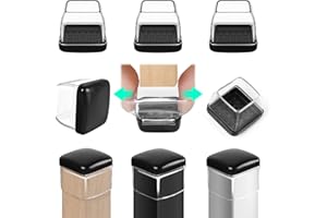 RCHYFEED 24 pcs Embouts pour Pieds de Chaise 28-36 mm avec Fond en Téflon, Protection Pied de Chaise Carré Silicone Couvre-jambes de Meuble, Patins en Téflon 1,25" pour Résistants Rayures et Élastique