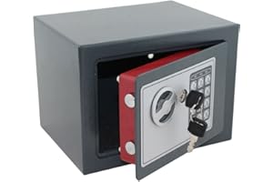 MS-POINT Safe Tresor elektronisch Minisafe Wandtresor Wandsafe Schranktresor Geldschrank Möbeltresor Geldsafe Grau