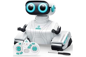 REMOKING Robot Toys for Boys Kids,Remote Control Robot Toys with LED Eyes & Flexible Arms,Dance & Sounds,Toys for 3 4 5 6 Year Old Boys Girls Kids,Children Educational Toys Birthday Gifts (White)