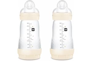 MAM Easy Start A139 - Biberon anti-colique breveté avec tétine en silicone ultra douce, bébés à partir de 2 mois, 2 unités, autostérilisation en 3 minutes, 260 Millilitres, Modèle Assorti