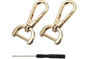 YELARXI Swivel Clasps Hook, 5/8 Inch ID Detachable Snap Hook W/Screw Bar D Ring Claw Clasp with Screwdriver Fit for Lanyard Bag Leather Craft Purse Hardware DIY Bag (2 Pack, Light Gold)