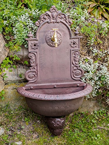 Waschbecken Wandbrunnen Garten Eisen Gründerzeit antik Stil Brunnen Blume - 4