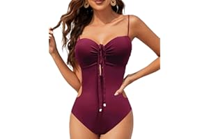 Rayson Traje de Baño Mujer Una Pieza Monokini Correa Frontal Bandeau Recortado Push Up Cabestro Bañador Talla Grande