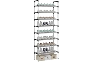 AcornFort® S-506 Étagère à Chaussures à 8 Niveaux, Range-Chaussure, Porte-Chaussure, Conception très Robuste,pour 24 Paires de Chaussures, 56 x 30 x 140 cm, pour entrée, Chambre à Coucher (Argent)