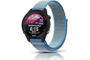 KeeFos 18MM Cinturino Compatibile con Garmin Forerunner 265S/Forerunner 255S/Forerunner 255S Music, Nylon Cinturino di Ricambio Sostituzione Elasticizzata per Vivoactive 4S/Vivomove 3S - Blu