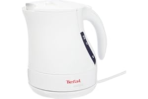 Tefal indicateur de niveau d'eau Bouilloire électrique sans fil, Capacité 1.2 L, Résistance cachée, Niveaux d'eau visibles, Base rotative à 360°, Filtre anticalcaire, Justine BF512011, Blanc