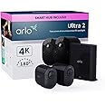 Arlo Ultra 2 Telecamera WiFi Esterno Senza Fili, Telecamera WiFi Interno, 4K UHD, Sirena Allarme Casa, Sensore Di Movimento, 