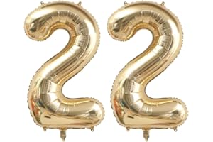 CHANGZHONG 40 inch Light Gold Number 22 Balloons 22nd Birthday Balloon White Gold Number Balloon Champagne Gold Balloons Birthday Wedding Party digital Decorations (Number 22)