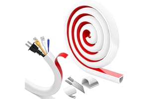 REFLYING Goulotte Passe Cable, Cache Cable Mural Blanc autocollante, Passe Cable Mural en Silicone sur Le Mur, Goulotte Electrique protéger Un câble au Sol, 20×20mm – 1 Mètre