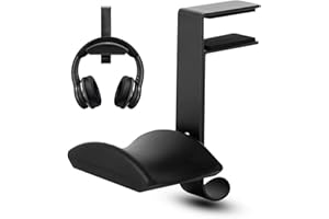 Bncxdc Headphone Hanger, Headphone Hook, Metal Headphone Hanger Headset Holder, Under Desk Headphone Stand Holder, PC Gaming Headset Hook Hanger Mount, Multi-function Headphone Bracket Mount, Black