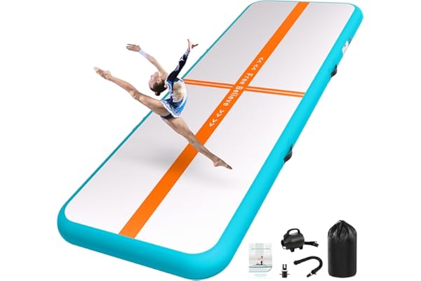 Tapis de Gymnastique 2/3/4/5/6m épaisseur 10/15cm avec Pompe à air 600W,Tapis de Gym,Tumbling Mat, Air Floor Mat pour Gymnastique, Extérieur, Fitness, Yoga et Sport