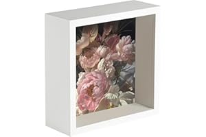 Nicola Spring 3D Shadow Box Photo Frame - 6 x 6 (15 x 15cm) - Pack of 1 - White 3D Photo Frame 3D Box Picture Frame Deep Box Memorabilia Display Case for Crafts, Keepsakes, Wedding, Graduation