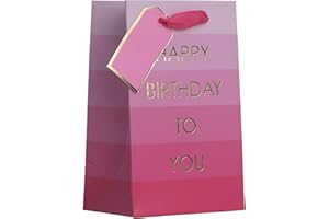 Partisan Products Happy Birthday Girl Pink Occassions Gift Bag With Gift Tag Made From Recycled Board Small