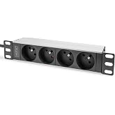 DIGITUS Socket strip &ndash; 4 sockets CEE 7/5 (French version) | 10" 1U - 16A, 4000W - PDU for 10" Network Cabinets (10")