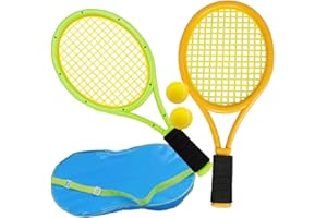 INELIHOO Raquette de Tennis pour Enfants avec Sac 2 Raquettes en Plastique avec 2 balles en Mousse Raquette de Tennis Ensemble Cadeau pour Enfants en Plein air et intérieur Sport intérieur extérieur