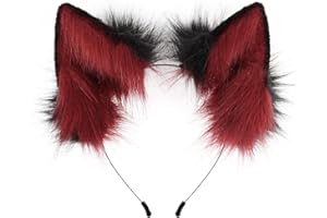 PPFINE Handmade Faux Fur Fox Wolf Ears Headband Halloween Christmas Cosplay Party Costume Accessories