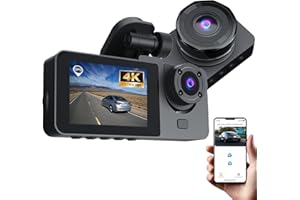GÉNÉRIQUE Dashcam Voiture,Dashcam Voiture Avant Arriere,4K Camera Voiture avec écran IPS 3.16'',Grand Angle 170°,WiFi & APP,Mode Stationnement 24 Heures,Vision Nocturne,Fonction d'enregistrement en Boucle.