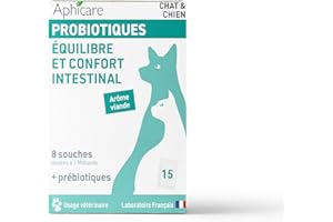 Aphicare - Probiotiques et Prébiotiques pour Chien & Chat - Complément Alimentaire - Confort intestinal - 8 souches de probiotiques - 15 sachets - Fabriqué en France