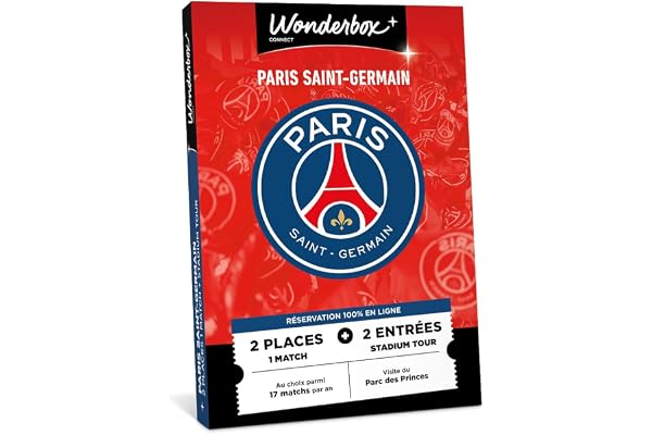 Wonderbox Connect - Coffret Cadeau - PSG Expérience - 2 places pour 1 match du PSG à domicile + 2 entrées pour le stadium tour - Parc des Princes - Validité 27 mois