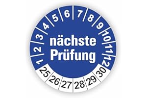 ‎FASSBENDER-DRUCK PRÜFPLAKETTEN Fassbender-Druck PRÜFPLAKETTEN - Hochwertige Prüfetiketten NÄCHSTE PRÜFUNG Ø 30mm - Selbstklebende PVC-Folie - Wartungsetiketten für Prüfung - Prüfplakette für Prüfungsnachweis (30 Stück)