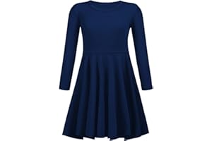 trudge Robes pour Filles Robe à Carreaux en Coton à Manches Longues Robe T-Shirt d'automne Et d'hiver Robe Trapèze Loisirs Robe pour Enfants Robe en Jersey 3-13 Ans