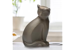 DiDiBirDi Keramik Urne für Katze,Haustier Einäscherung Box,Dekorative Katze Urne für Asche,Braune Katze Urnen aus für Asche Geeignet für kleine bis mittlere Katzen (Braune) （4kg）