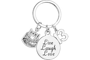 MADHAHEFU Birthday Gifts Live Laugh Love Birthday Keychains for Women Girls Inspirational Gifts for Friends Female