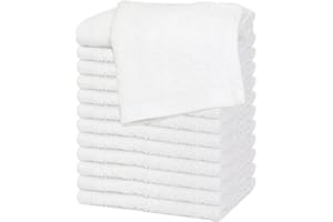 Westlane Linens 100% Cotton Face Cloths Flannels & Washcloths Super Soft Hotel Quality (White, Pack of 10)