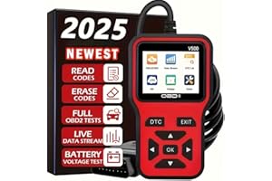 GENERIC OBD2 Car Scanner V500, Professional Diagnostic Tool with Live Data Stream, Code Reader and Battery Test, Black and Red