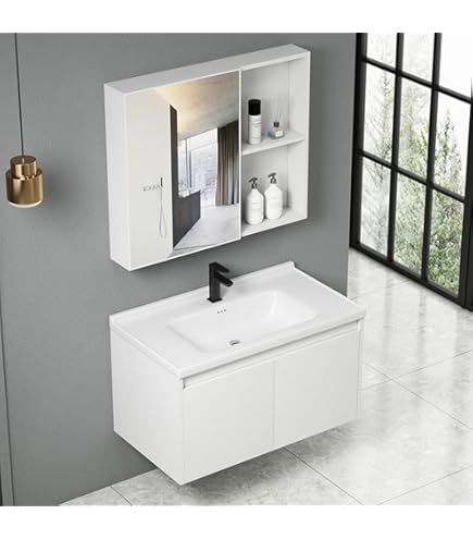 Set Mobili Bagno WANGEROOGE BIG Bianco - Con Lavabo E Accessori, Larghezza 60/80cm - Foto 6