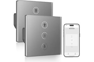 ALLEVOI Interruptor Persiana Wifi 80 * 80mm, Interruptor de Persiana Inteligente Control por Voz Compatible con Alexa/Google Home/Smart Life, Requiere Cable Neutro, Gris
