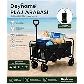 Deyhome Katlanabilir Kamp ve Plaj Arabası 80 Kg &ndash; Tekerlekli Y&uuml;k Taşıma Arabası | Bah&ccedil;e, Piknik, Kamp, Plaj ve Alışveriş İ&ccedil;in