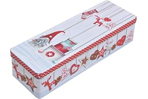 MATCHES21 HOME & HOBBY matches21 - Scatola di latta per biscotti, fantasia con gli gnomi e scatole regalo, in metallo, barattolo con coperchio, 1 pezzo, multicolore, 29 x 10 cm