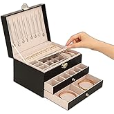 Modern 2 &Ccedil;ekmeceli Takı M&uuml;cevher Kutusu Organizer D&uuml;zenleyici Siyah 13 X 23 X 10 cm