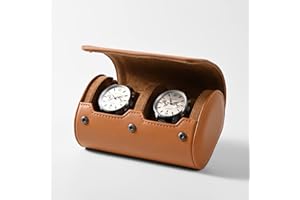 Oirlv Luxe PU Cuir 2 Fentes Etui Montre,Boite a Montre Homme,Rangement Pour Coffret Cadeau Noël Anniversaire Boite Montre(Marron)