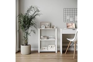 URBNLIVING 3-Tier S-Tube Freestanding Shelf - Stylish Wooden Organizer Unit for Books, Decor, Everyday Essentials - Easy Assembly, Lightweight Design, 75.3cm High