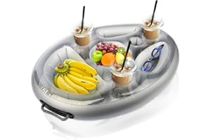 YISSCEN Aufblasbarer Getränkehalter Schwimmender, 2in1-Getränke und Snackhalter Poolbar 8 Löcher Große Kapazität Untersetzer, Schön Schwimmendes Aufblasbarer Flaschenhalter Sommer Schwimmbad Party